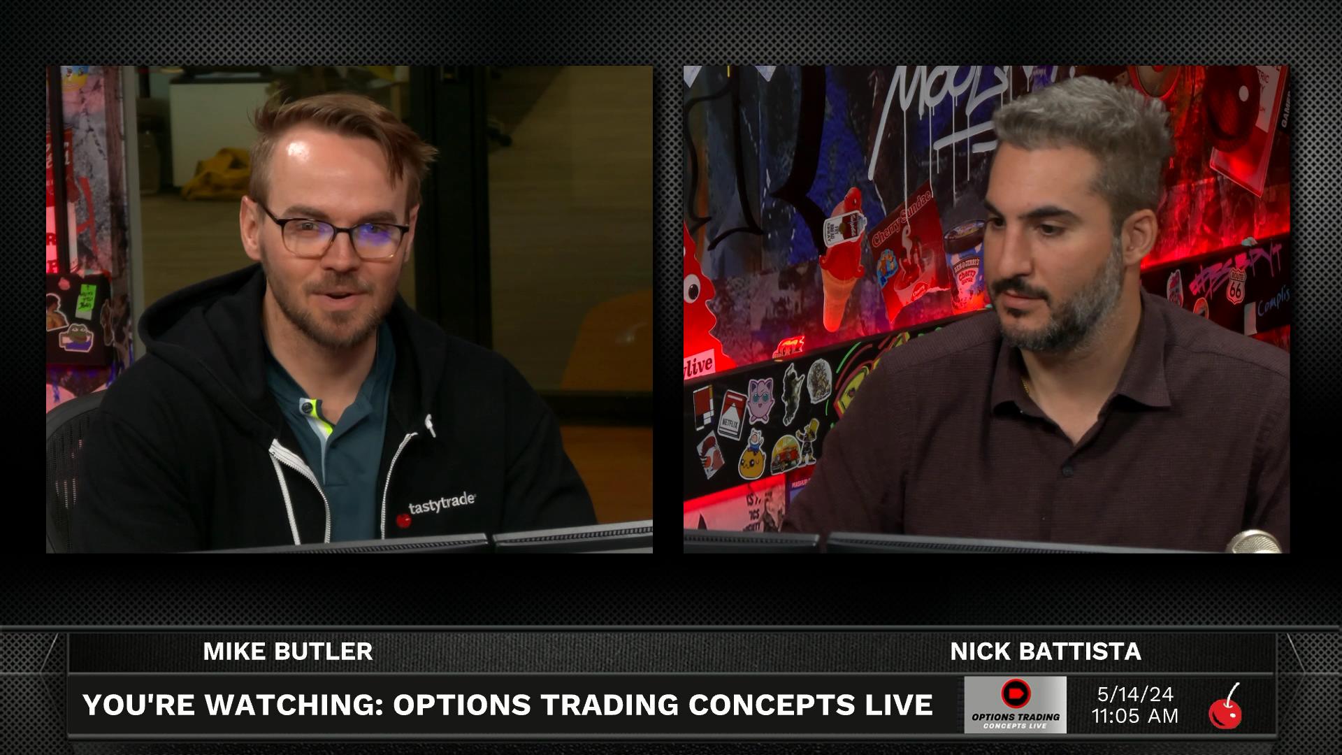 Options Trading Concepts Live - May 14, 2024 - AMD Strangle Anatomy of a Trade Episode cover