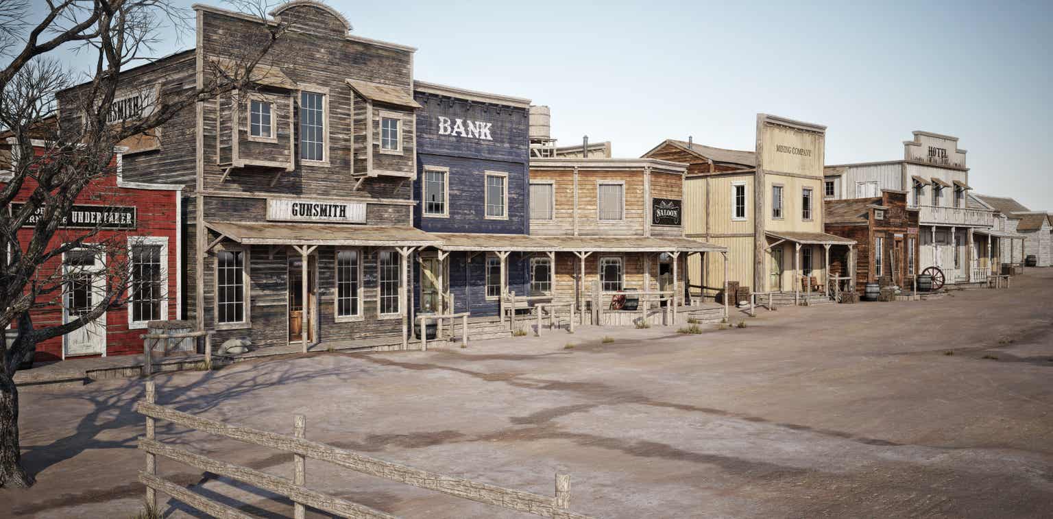 a snapshot of  buildings in the wild wild west