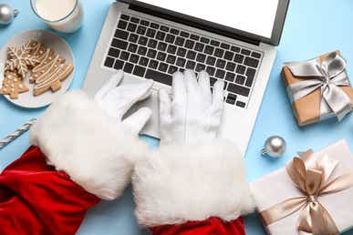 Santa Typing on Laptop
