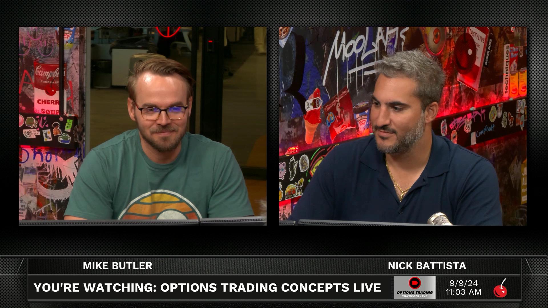 Options Trading Concepts Live - September 9, 2024 - Managing Strangles With Examples Episode cover