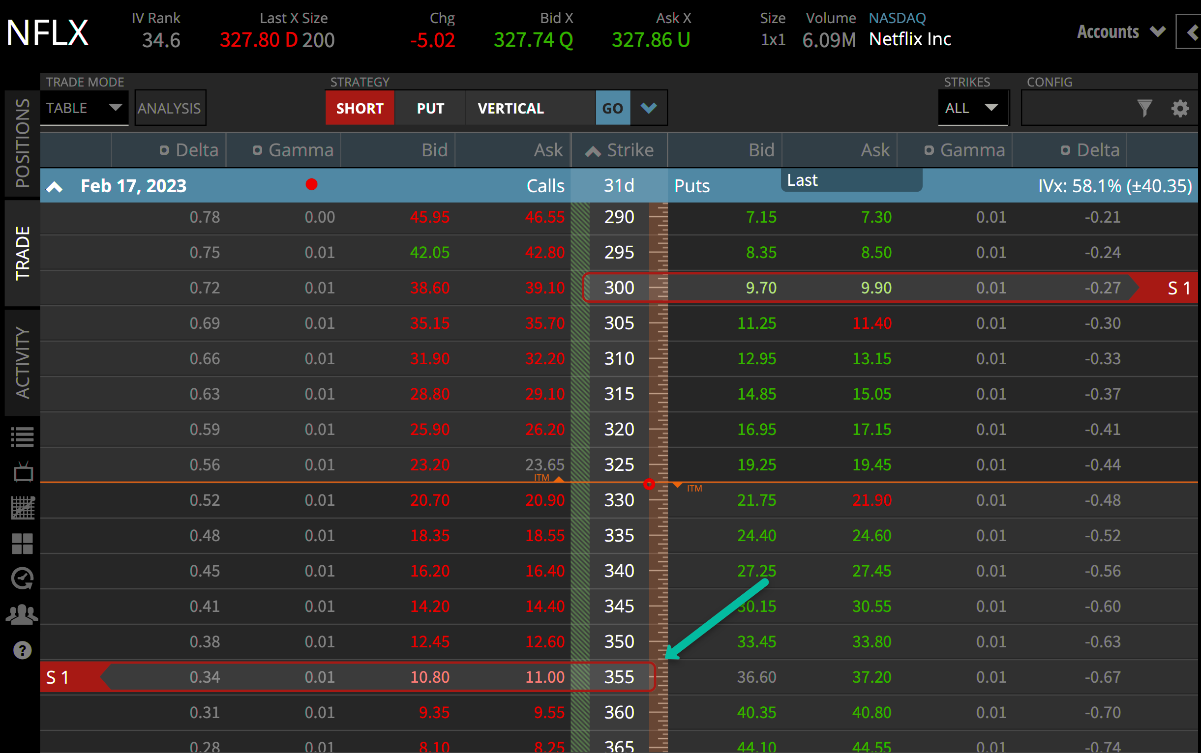 Netflix (NFLX) puts and calls