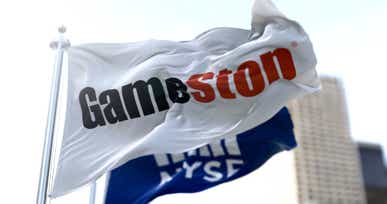GameStop flag with NYSE flag