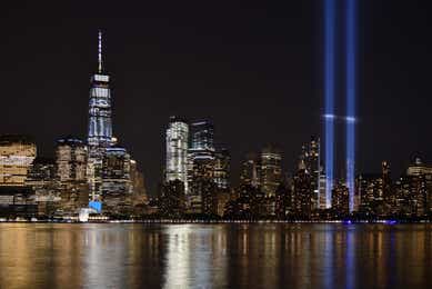 New York City Skyline - 9/11 Memorial Lights