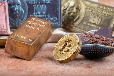 Chocolate Bitcoin and money