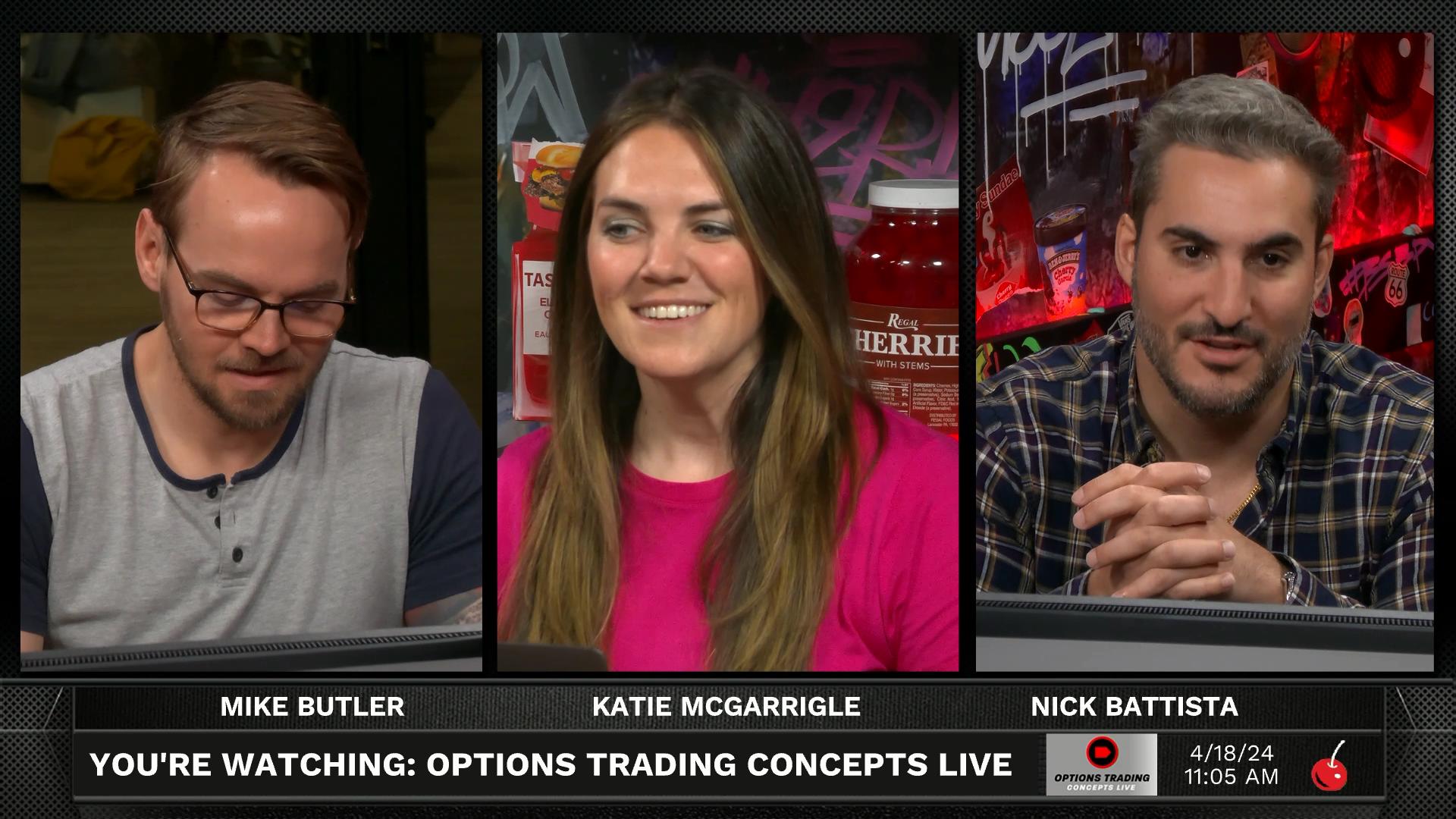 Options Trading Concepts Live - April 18, 2024 - Three Trade Ideas April 18 Episode cover