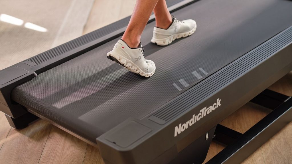 Close-up of a NordicTrack treadmill deck highlighting cushioning design and belt construction built for comfort and long-term training.