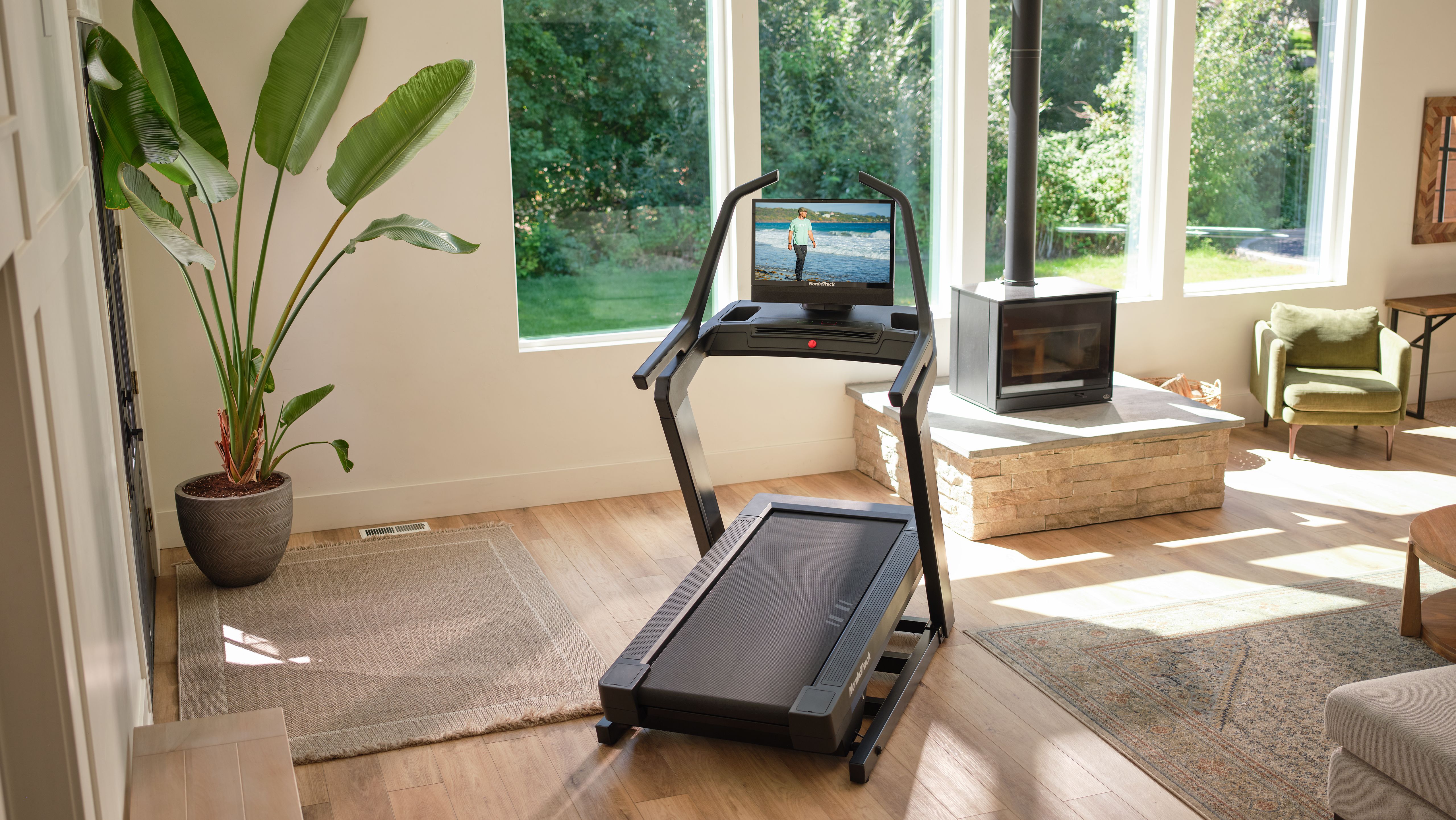 Train at home with the NordicTrack X24 incline treadmill, designed for immersive workouts, steep climbs, and high-intensity cardio.