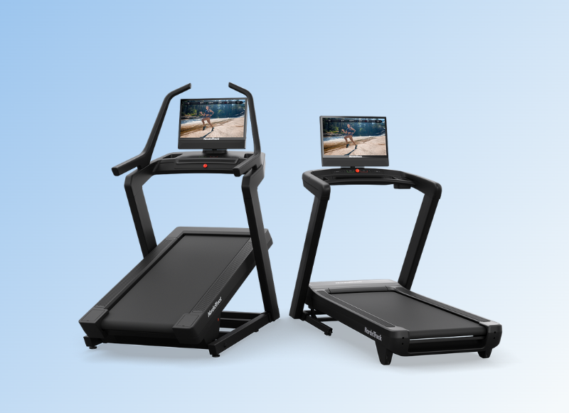 Two NordicTrack treadmills featuring immersive HD touchscreens and iFIT integration, showcasing performance design and at-home training versatility.