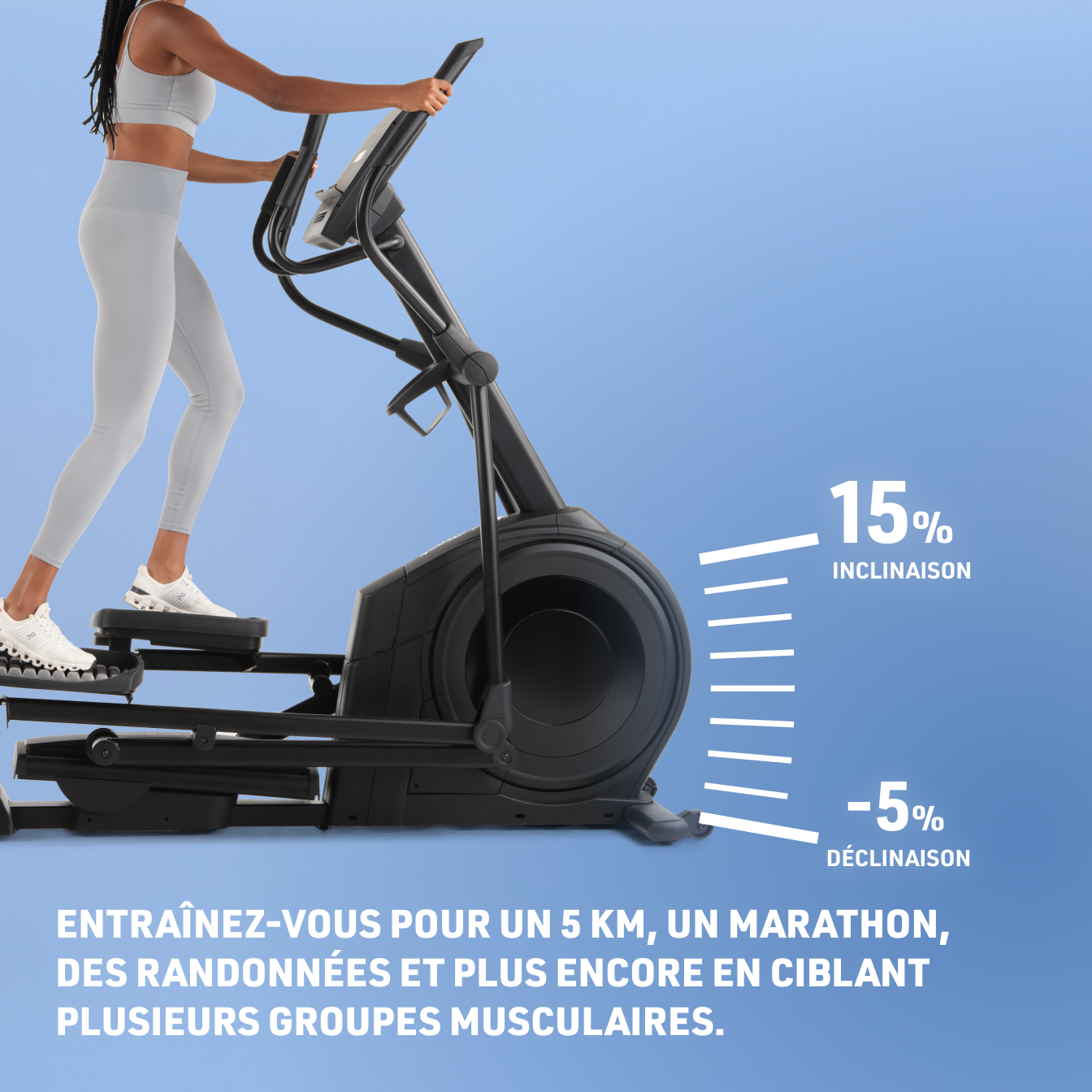 Vélo Elliptique Siluet Fitness E-3S - Compact, 8 Niveaux De Résistance, écran LCD, Volant 5 Kg, Charge Max 100 Kg