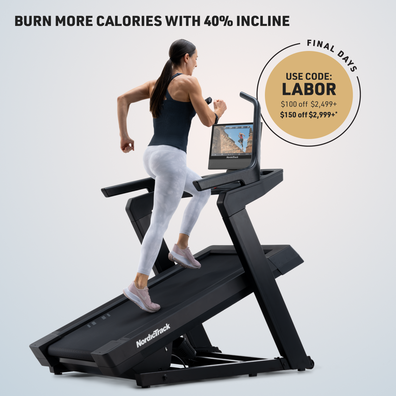 NordicTrack X16 Incline Treadmill with 40% incline and 16-inch screen
