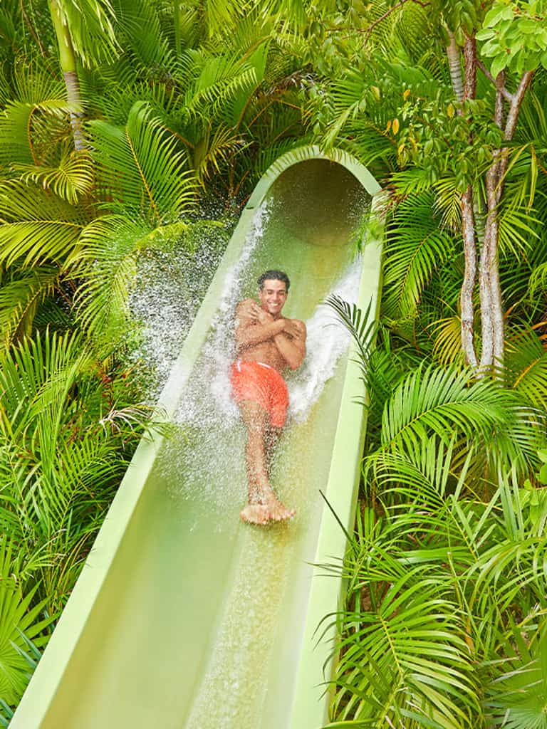Selva Loop water slide at Jungala water park surrounded by tropical jungle