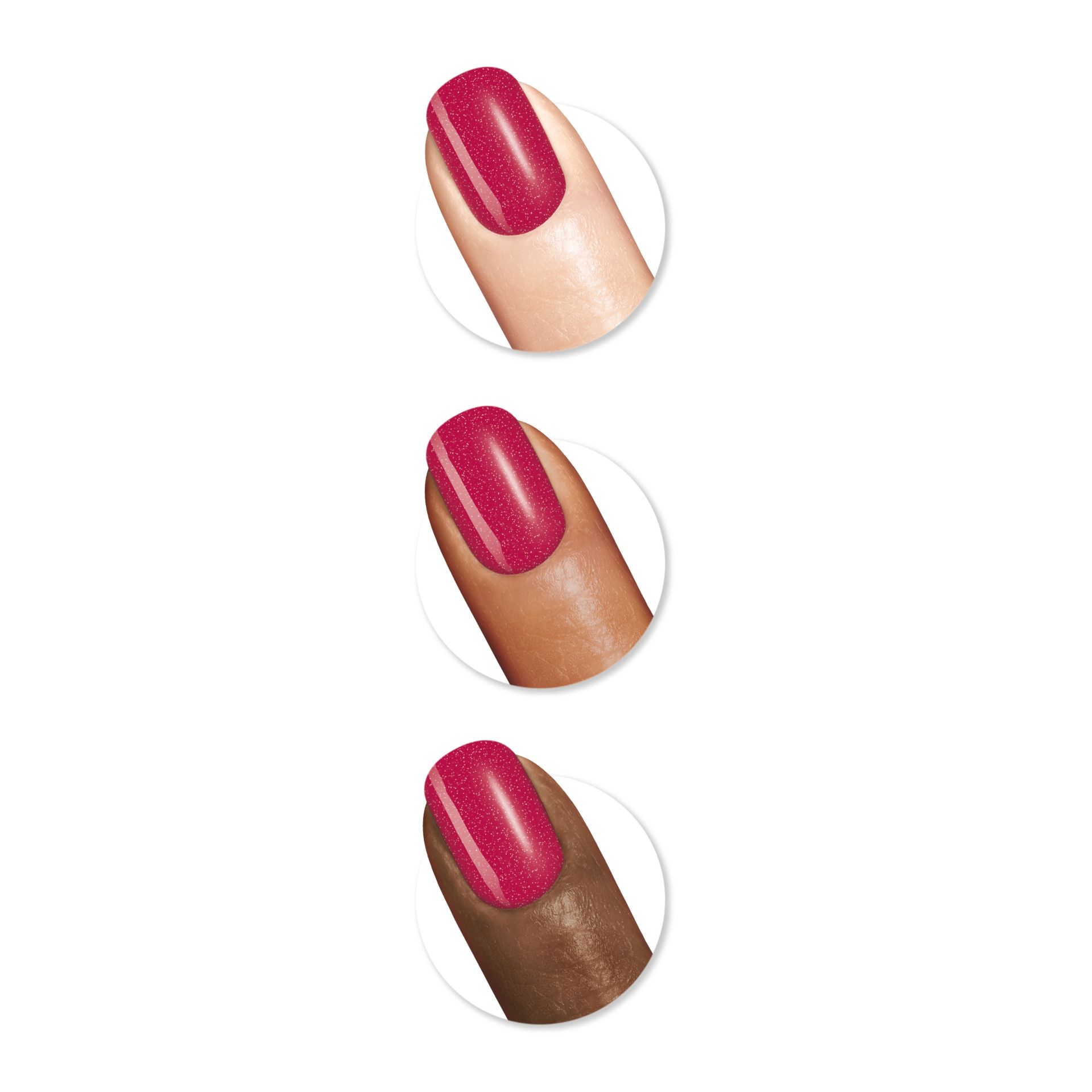 Sally Hansen GOOD. KIND. PURE.™ in Sweet Berries shown on three different skin tones.