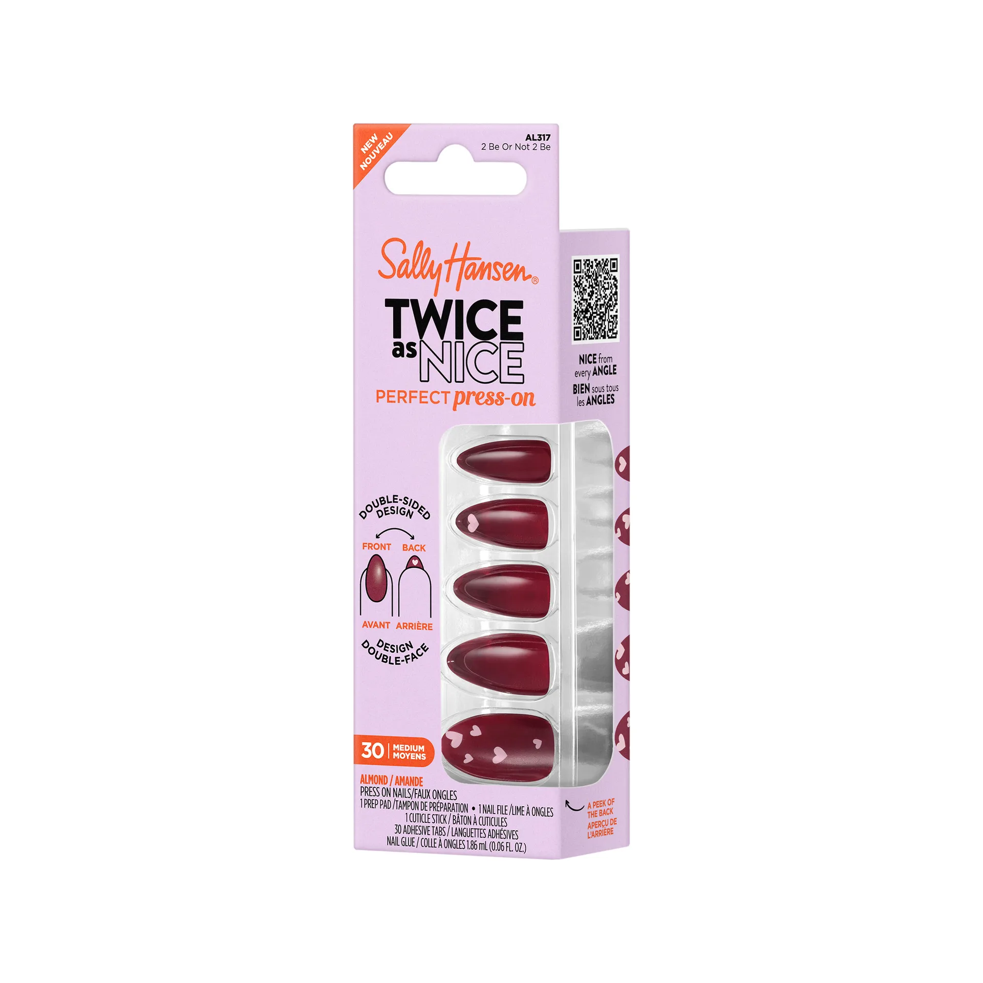 Sally Hansen Twice As Nice Perfect Press On 2 Be Or Not 2 Be AL317 — angled carton pack shot