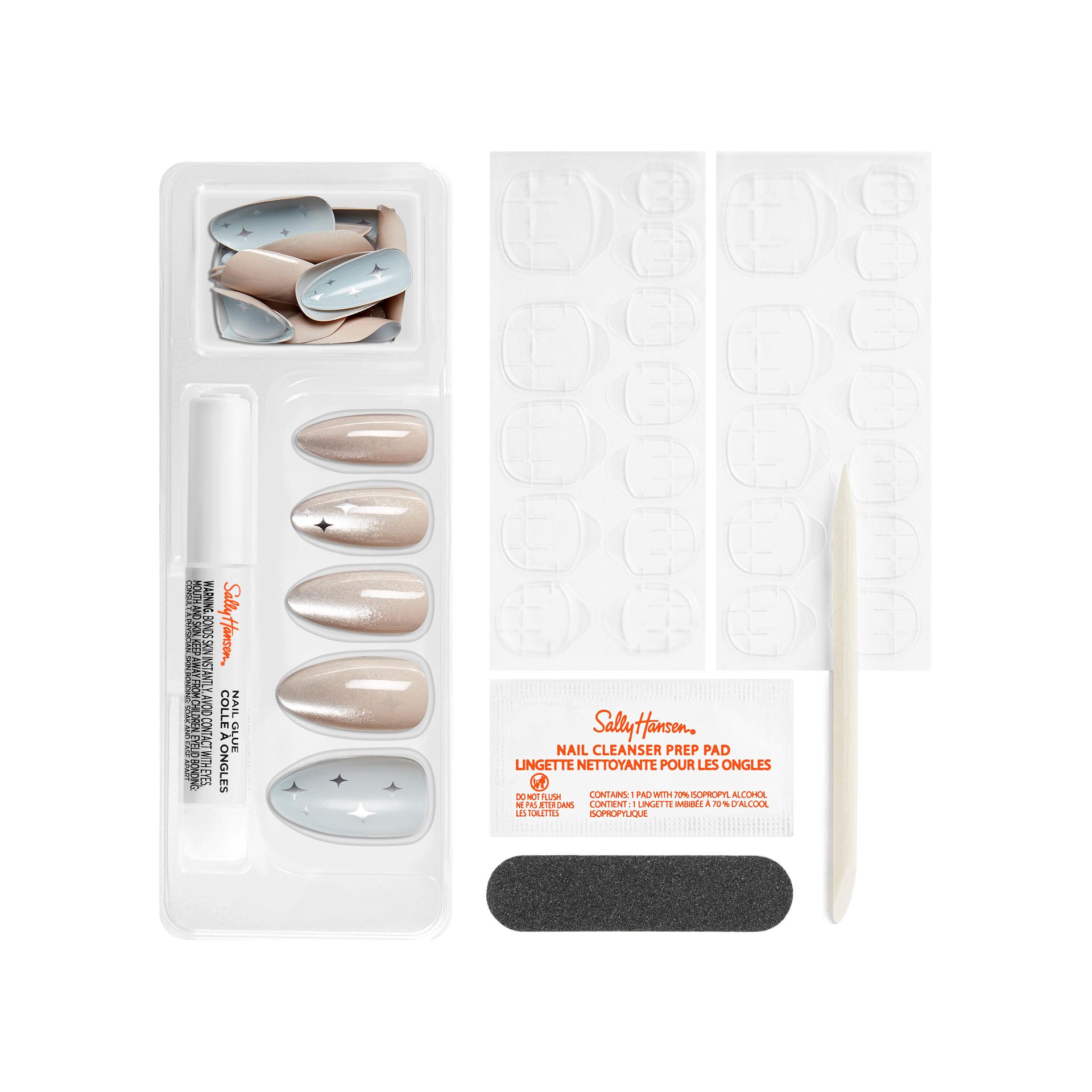 Sally Hansen Twice As Nice Perfect Press On Double Chill AL316 — inner tray showing press-on nails and application tabs