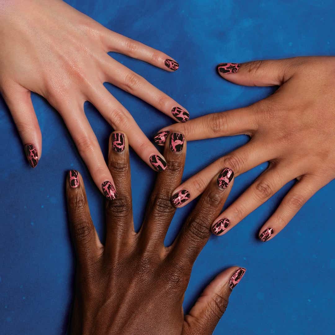 A collection of hands showcasing stylish black and pink nail designs, highlighting creativity and personal expression. - Image 4 of 4