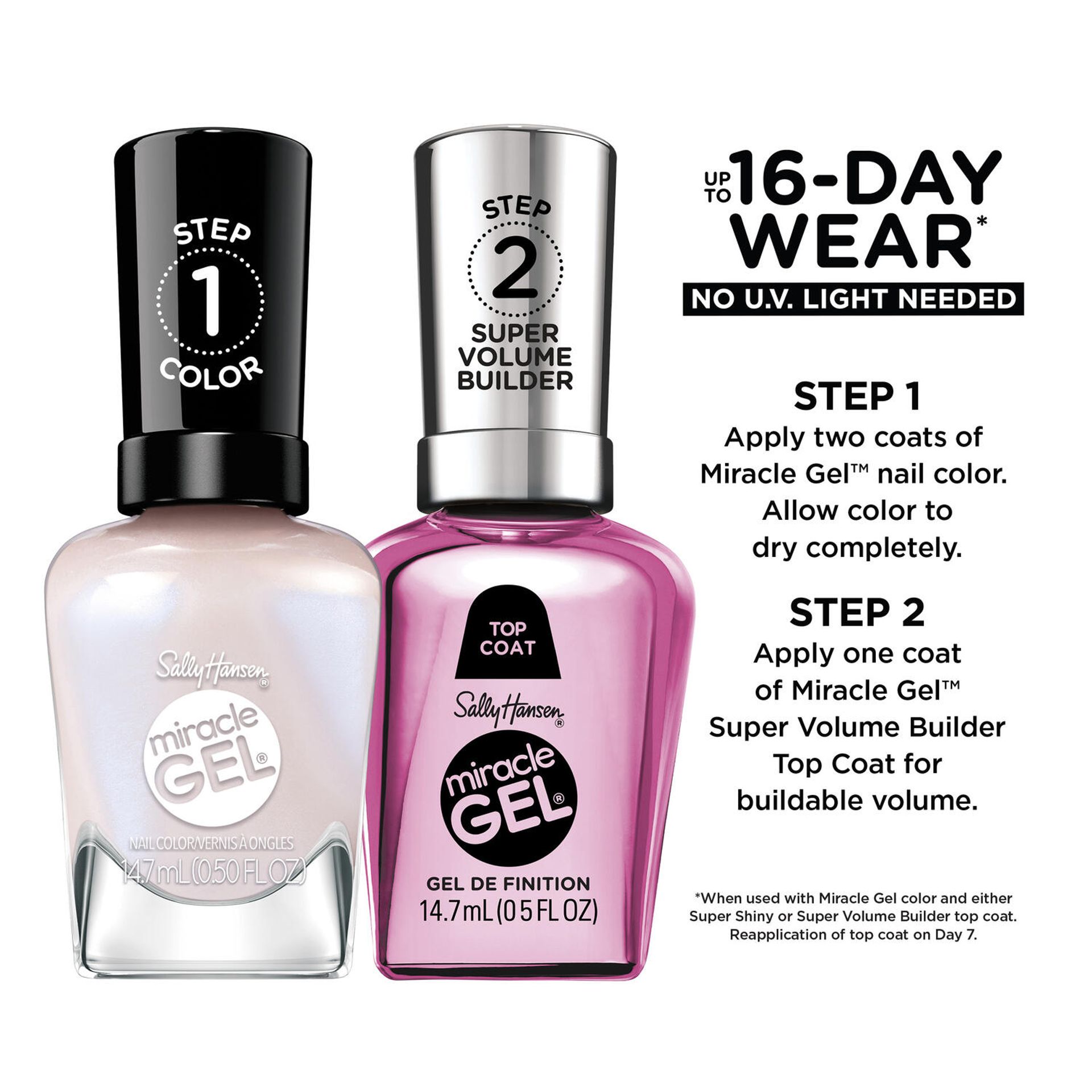 Step 2: Apply Sally Hansen Miracle Gel Top Coat over Chic's In Charge 231 for up to 14 days of gel-like shine