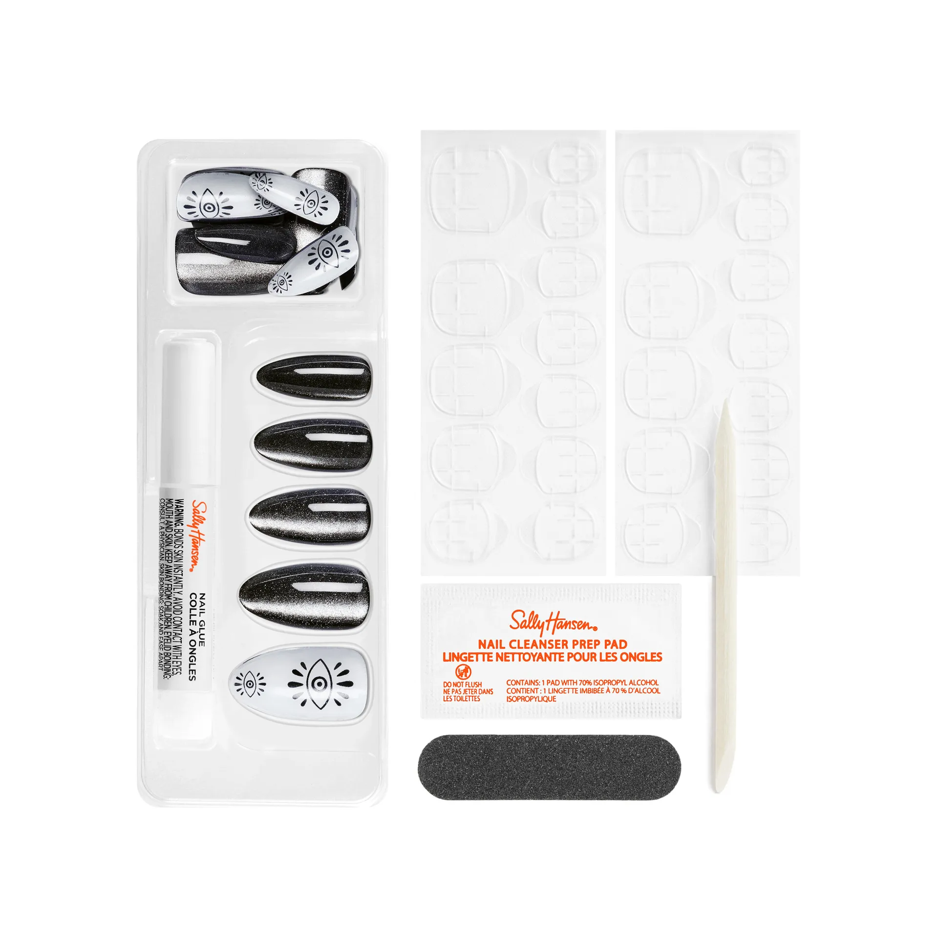 Sally Hansen Twice As Nice Perfect Press On Peek-A-Blue AL314 — inner tray showing press-on nails and application tabs