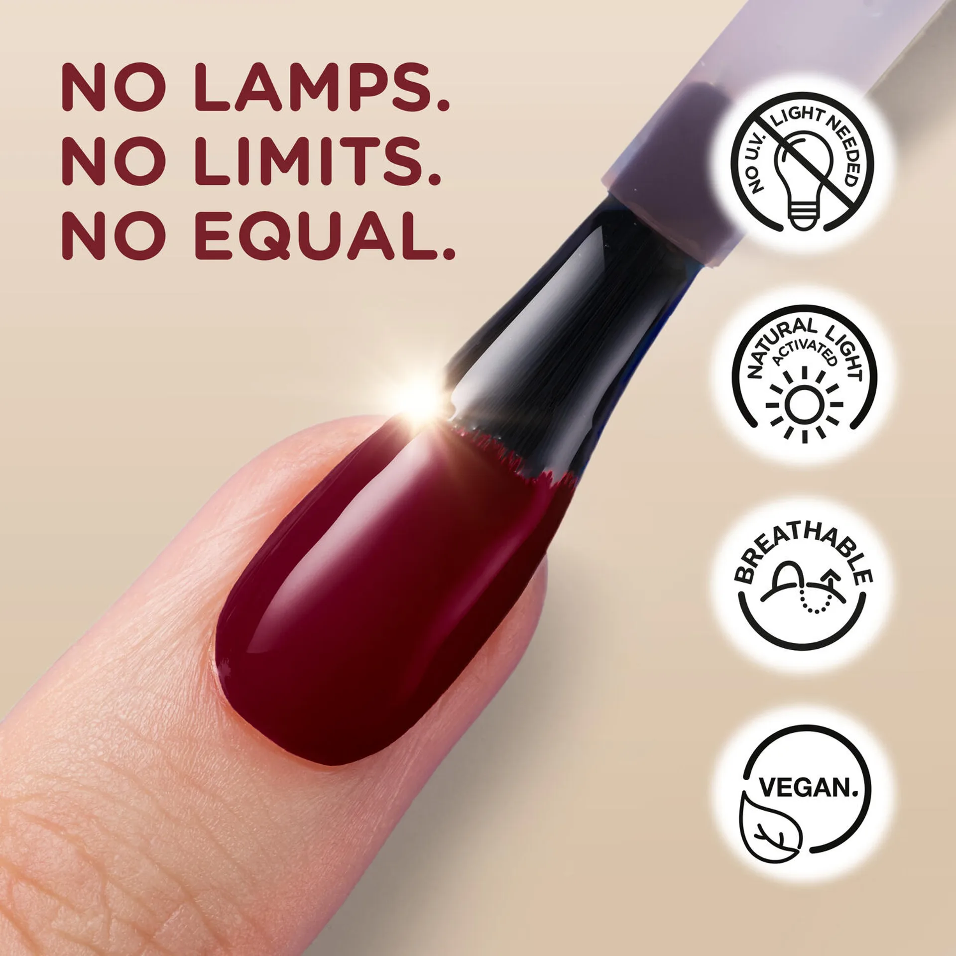Hand demonstrating the two-step application of Sally Hansen Miracle Gel Supercharged Bold Glam nail polish — colour coat followed by Miracle Gel Top Coat, with instructional infographic overlay