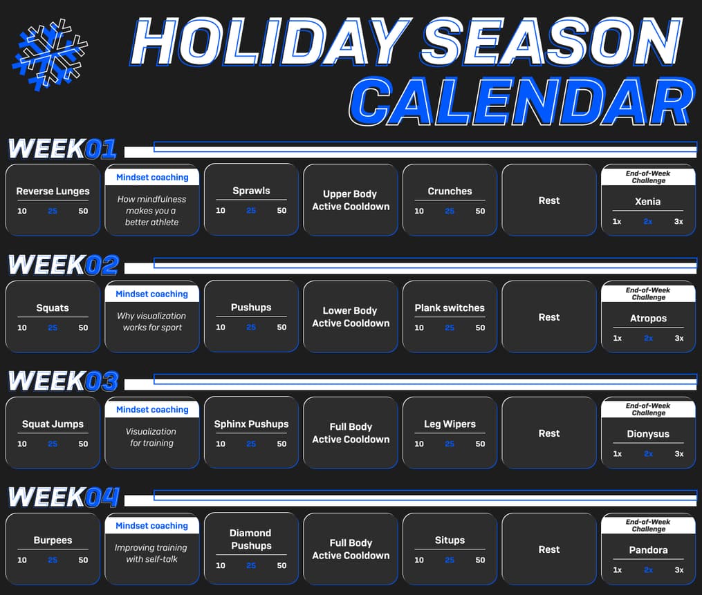 2020 Freeletics Holiday Calendar