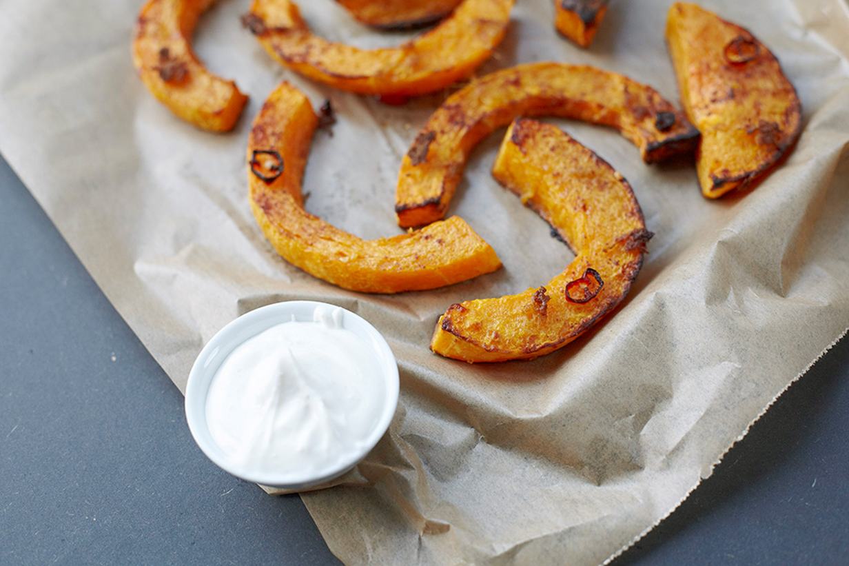 baked pumpkin with quark sauce