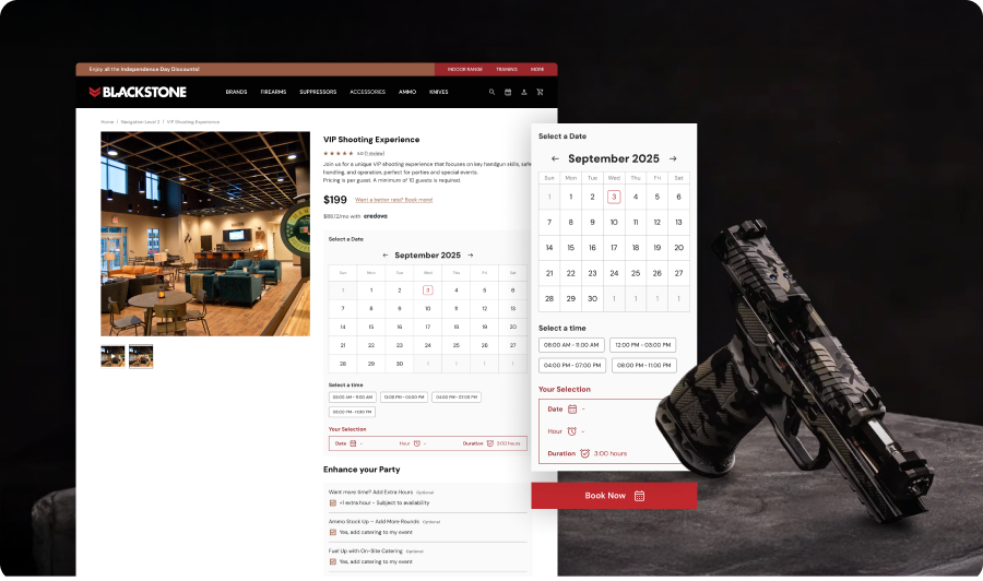 Blackstone Shooting event booking view