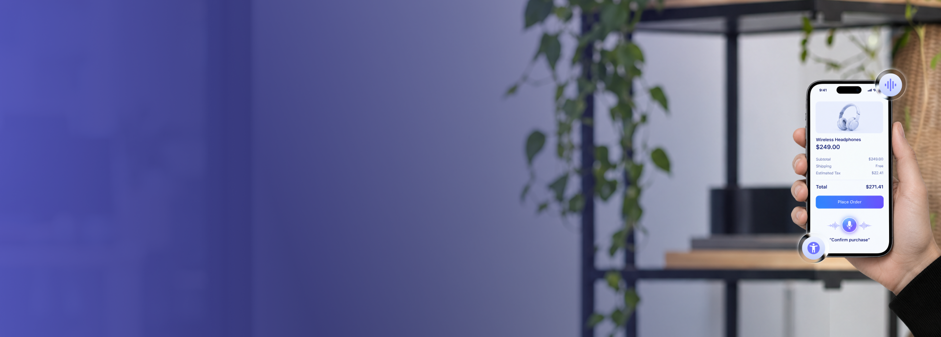 Large Desktop banner with phone highlighting icons