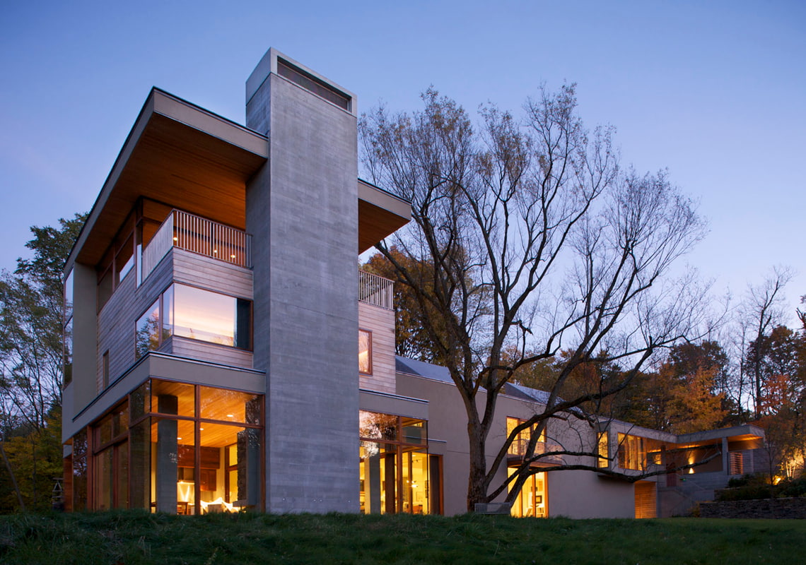 home's exterior with duratherm wood windows