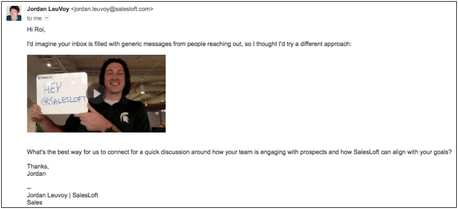 Example of a positive match for a video email in our experiment