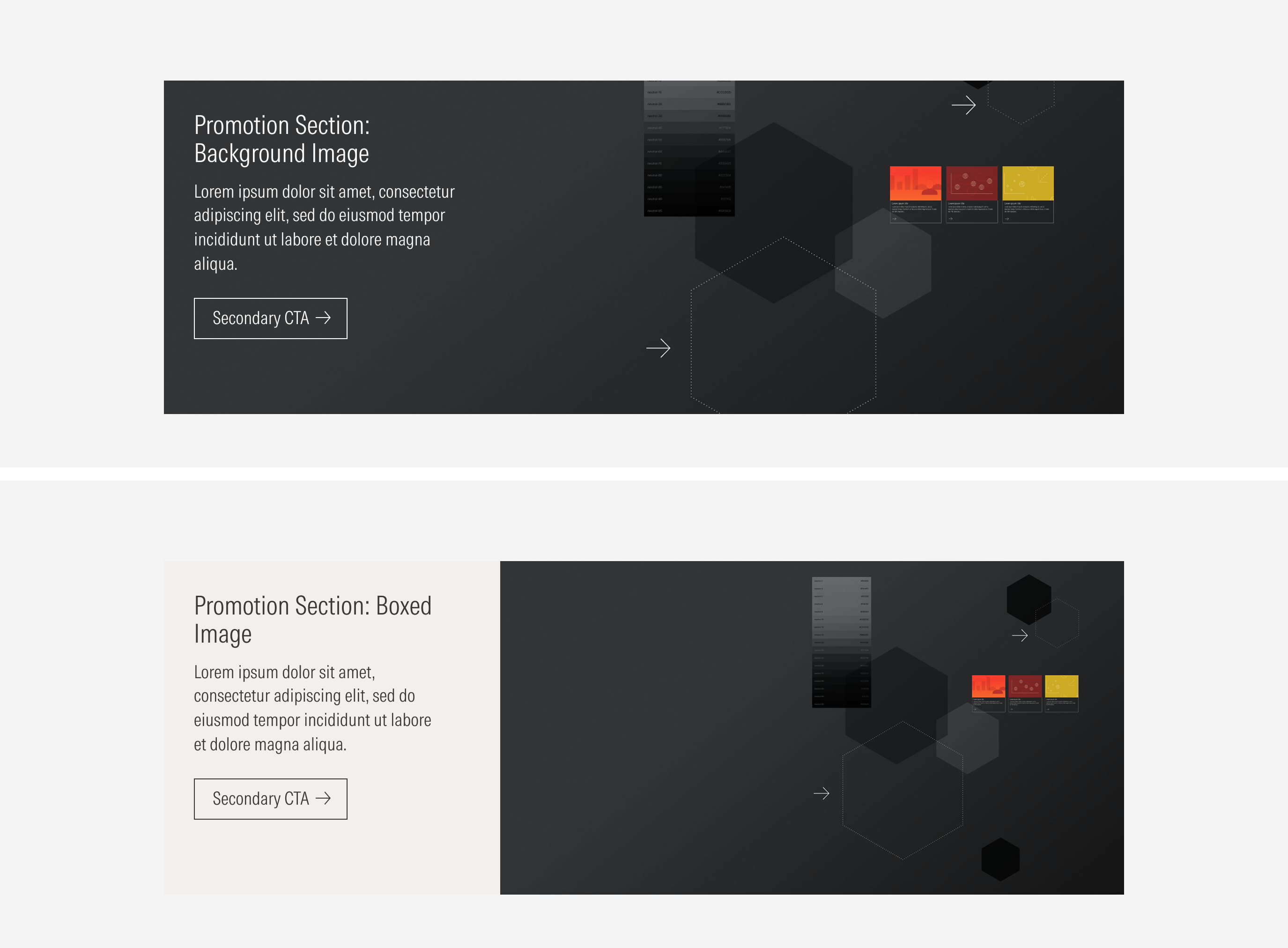 Two variants of the promotion section component