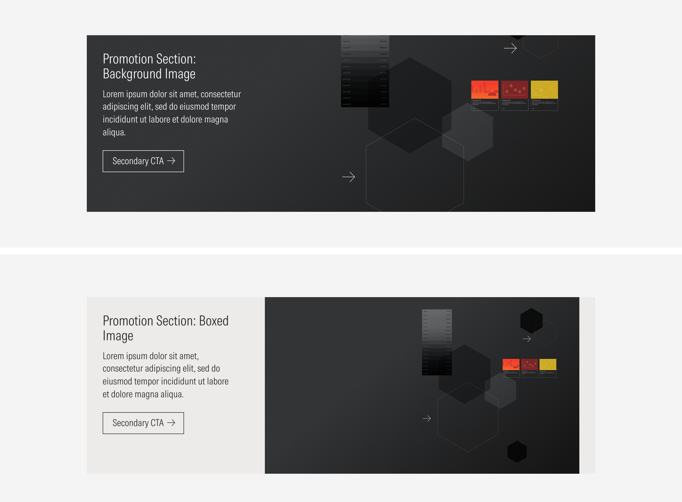 Two variants of the promotion section component
