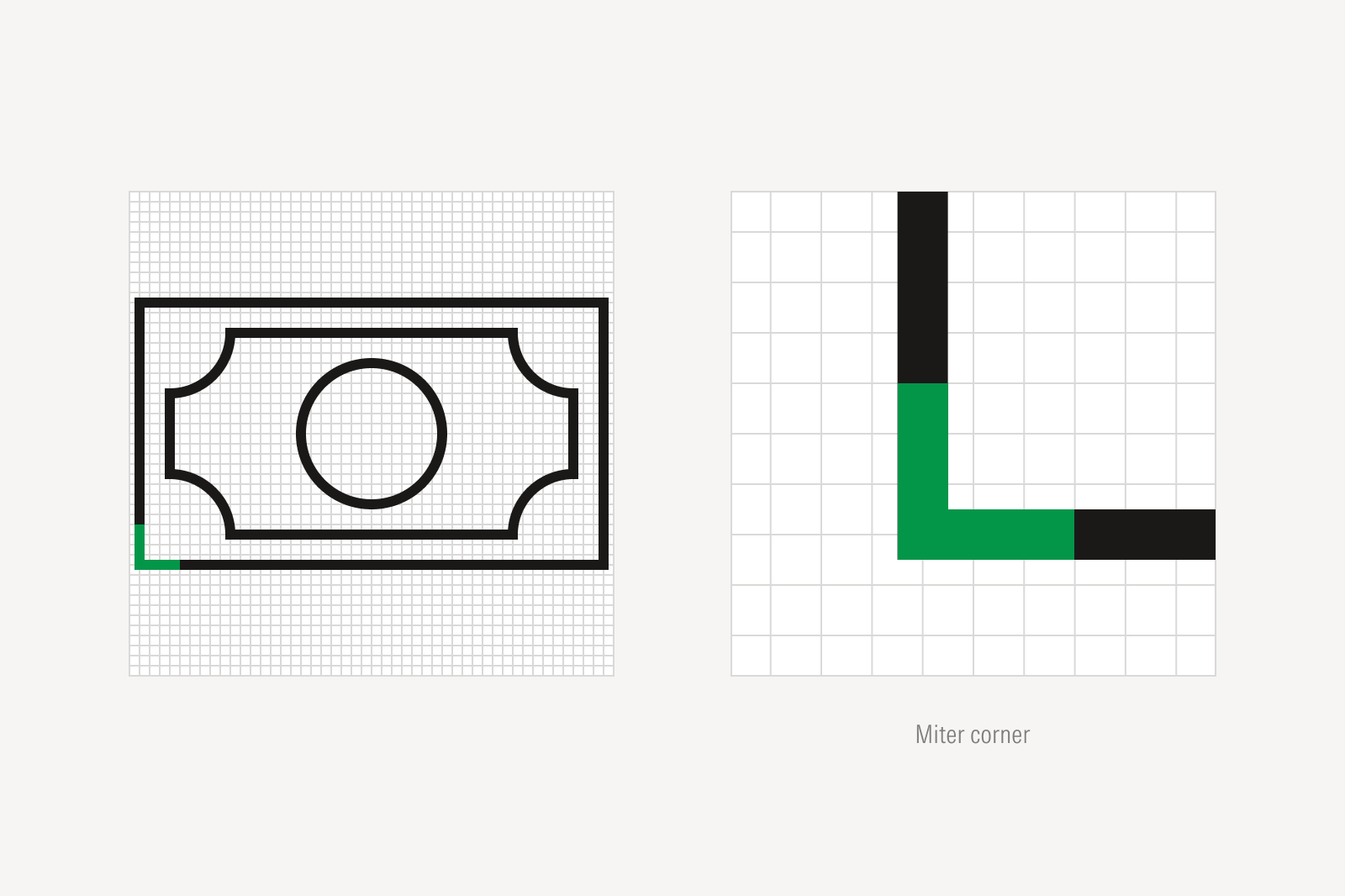 As a general rule, icons are drawn with miter corners.