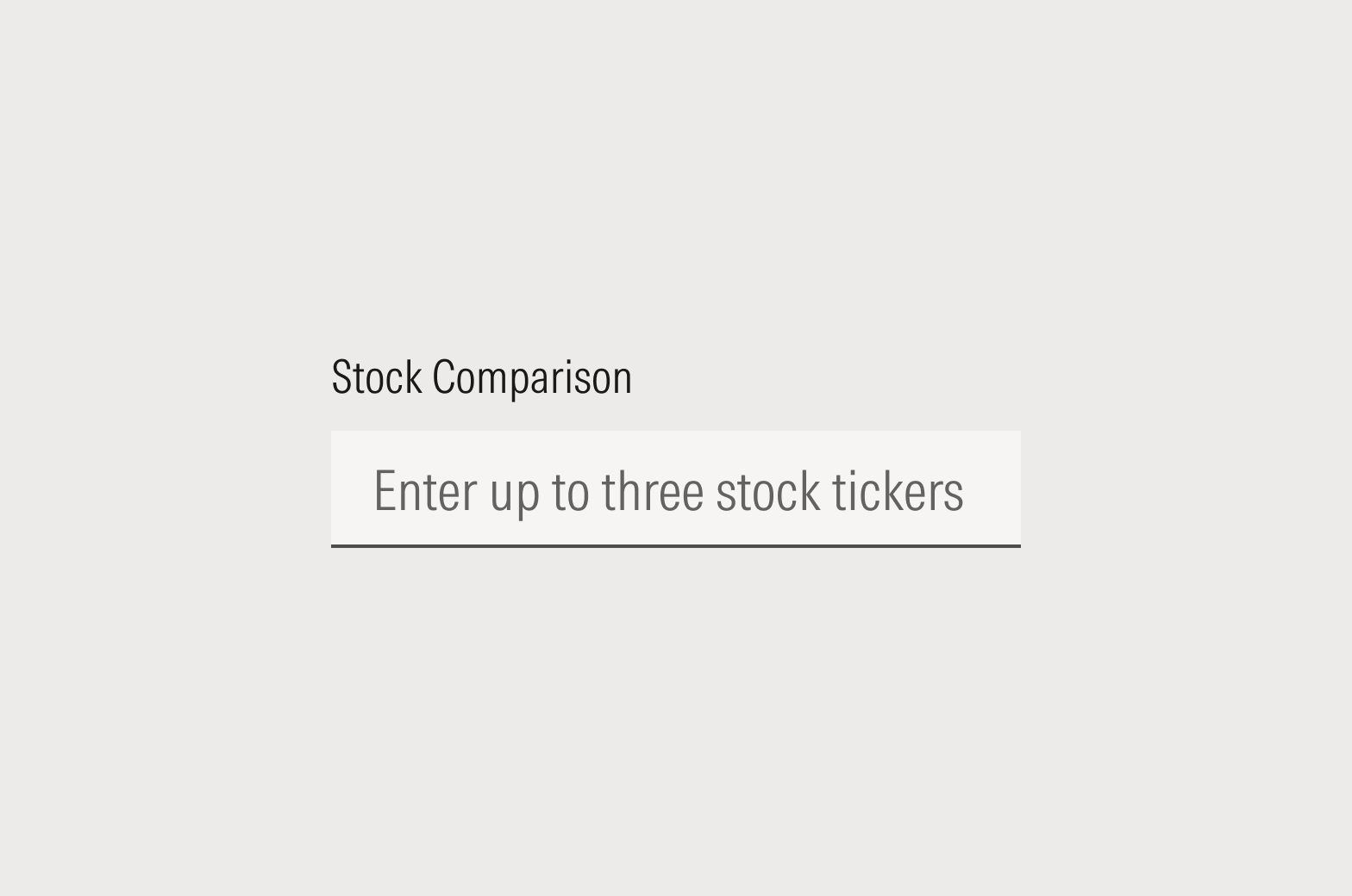 Input for Stock Comparison with placeholder text "Enter three stock tickers"