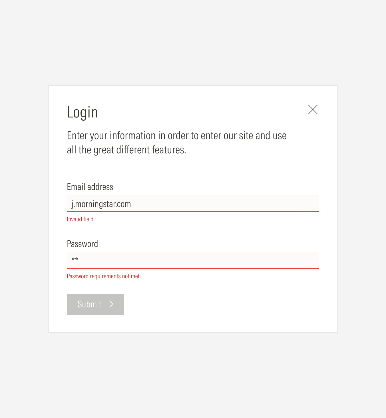 How to switch the text descriptor for the error message