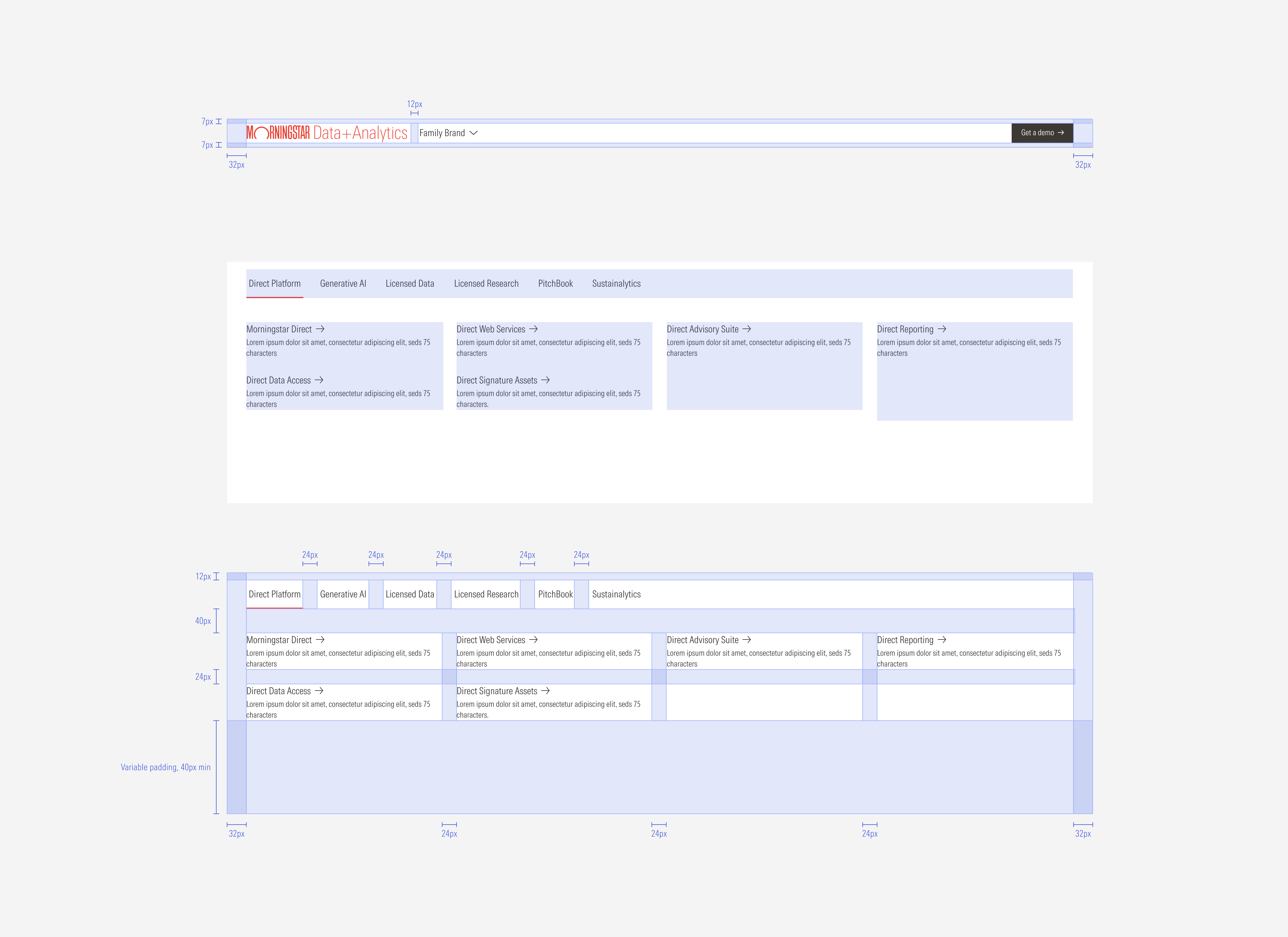 Spacings in the nested navigation for the LG breakpoint: Case 2
