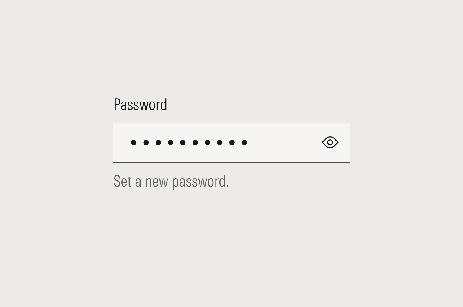 Password field with helper text below that reads: Set a new password.