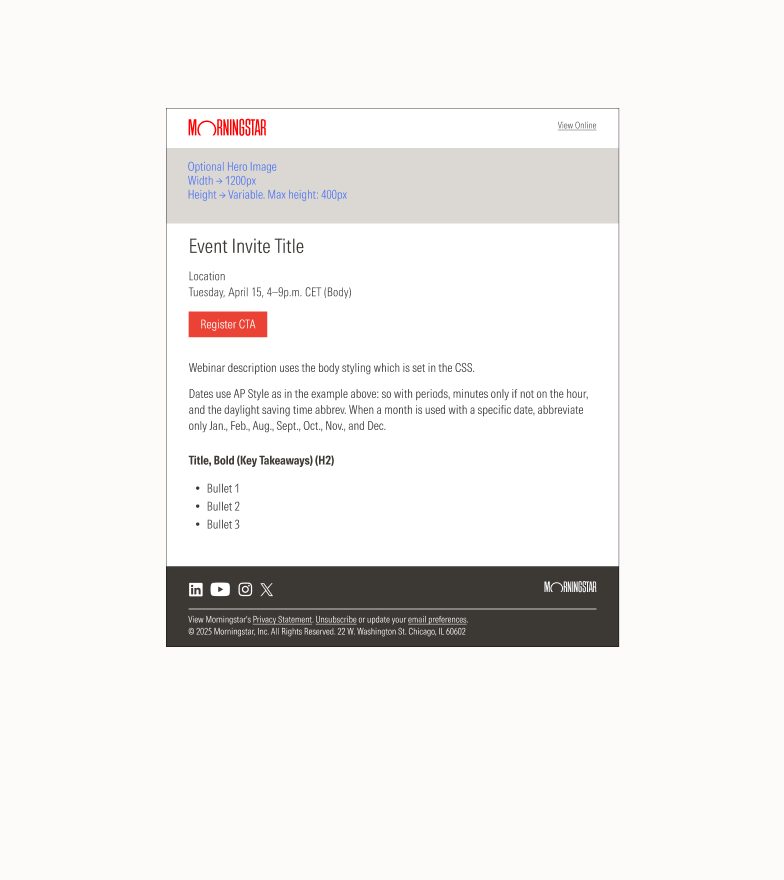 Email for event invite
