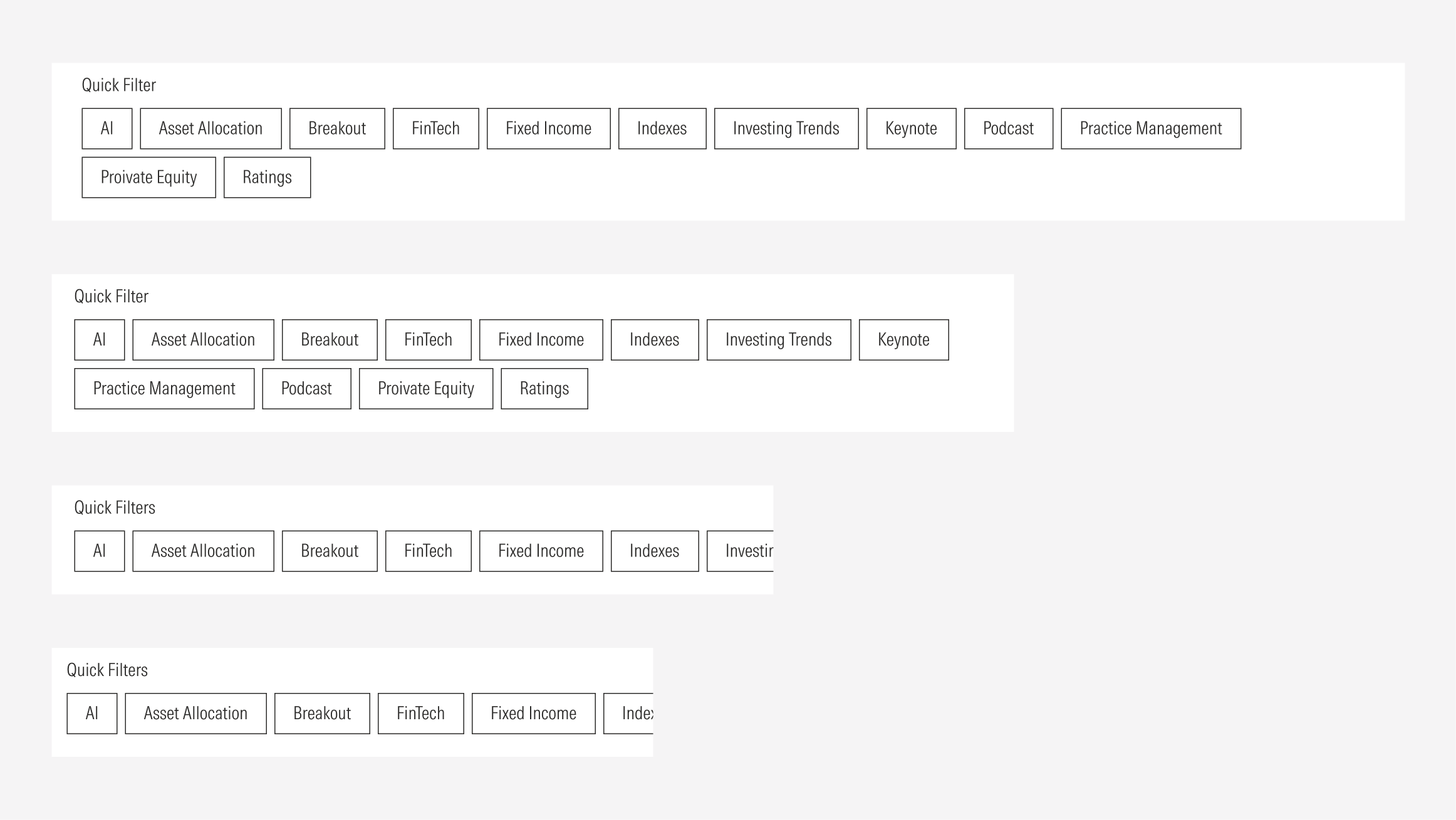 Quick filter for LG, MD, SM and Default viewports.