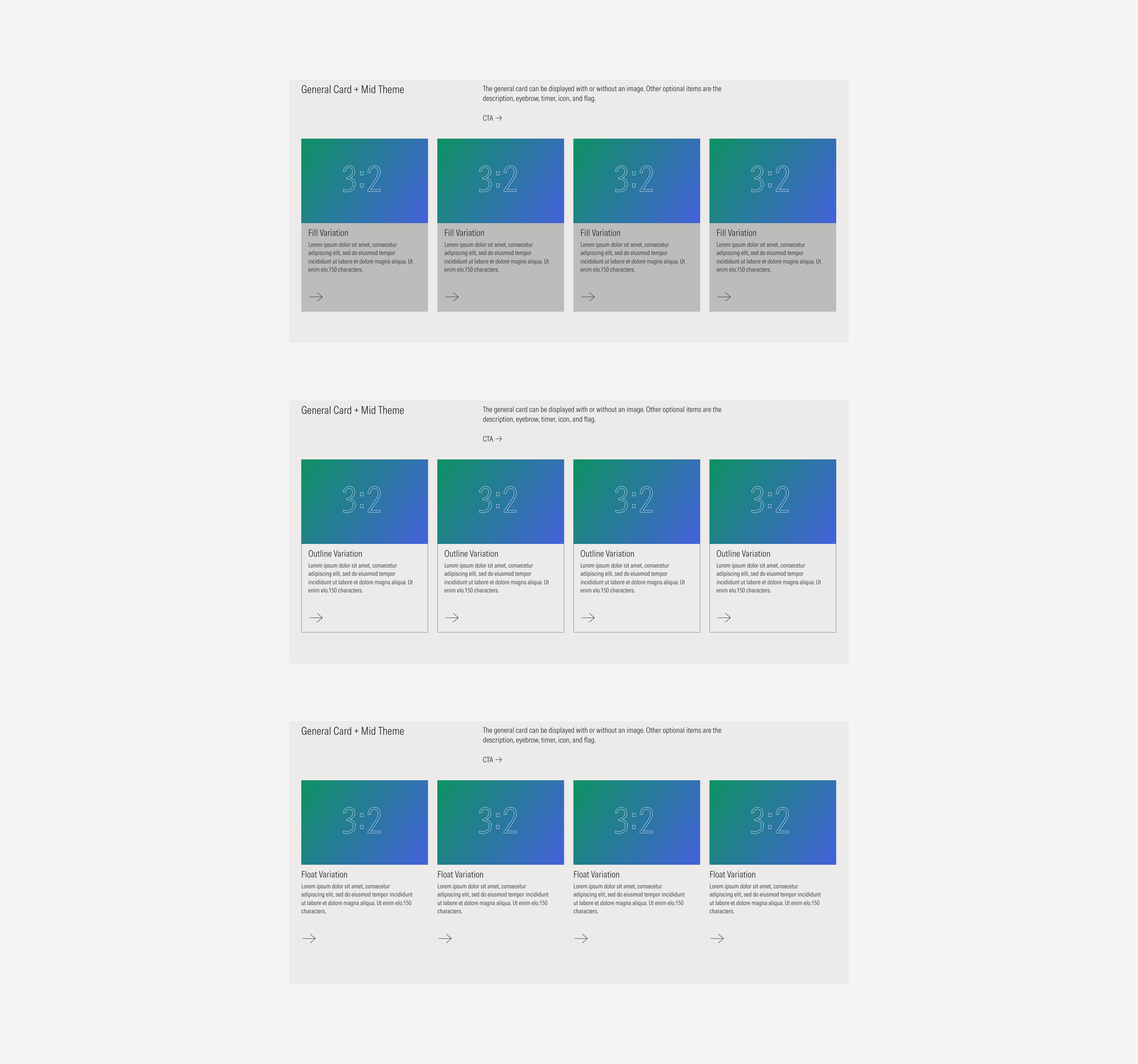 Card Layout on mid theme, example using general cards