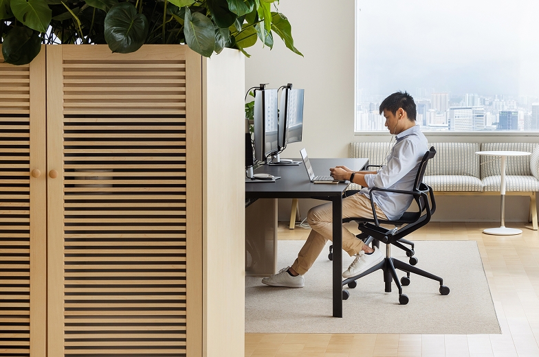 Person sitting at desk.
