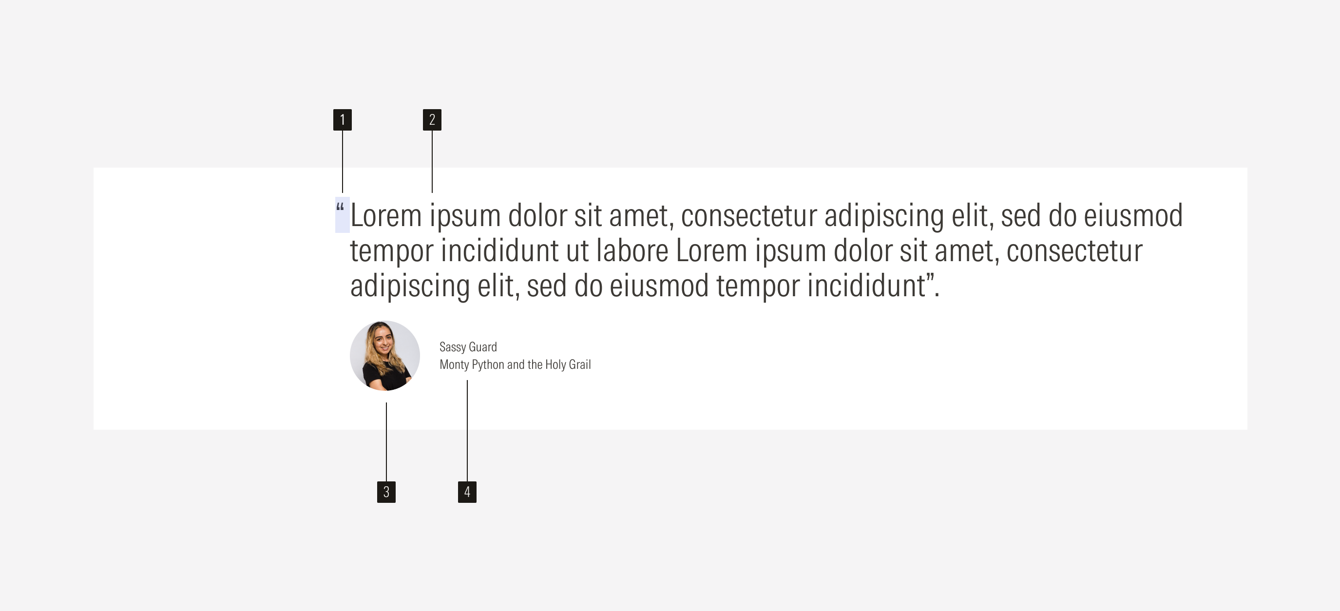 Shows the anatomy of the quote component