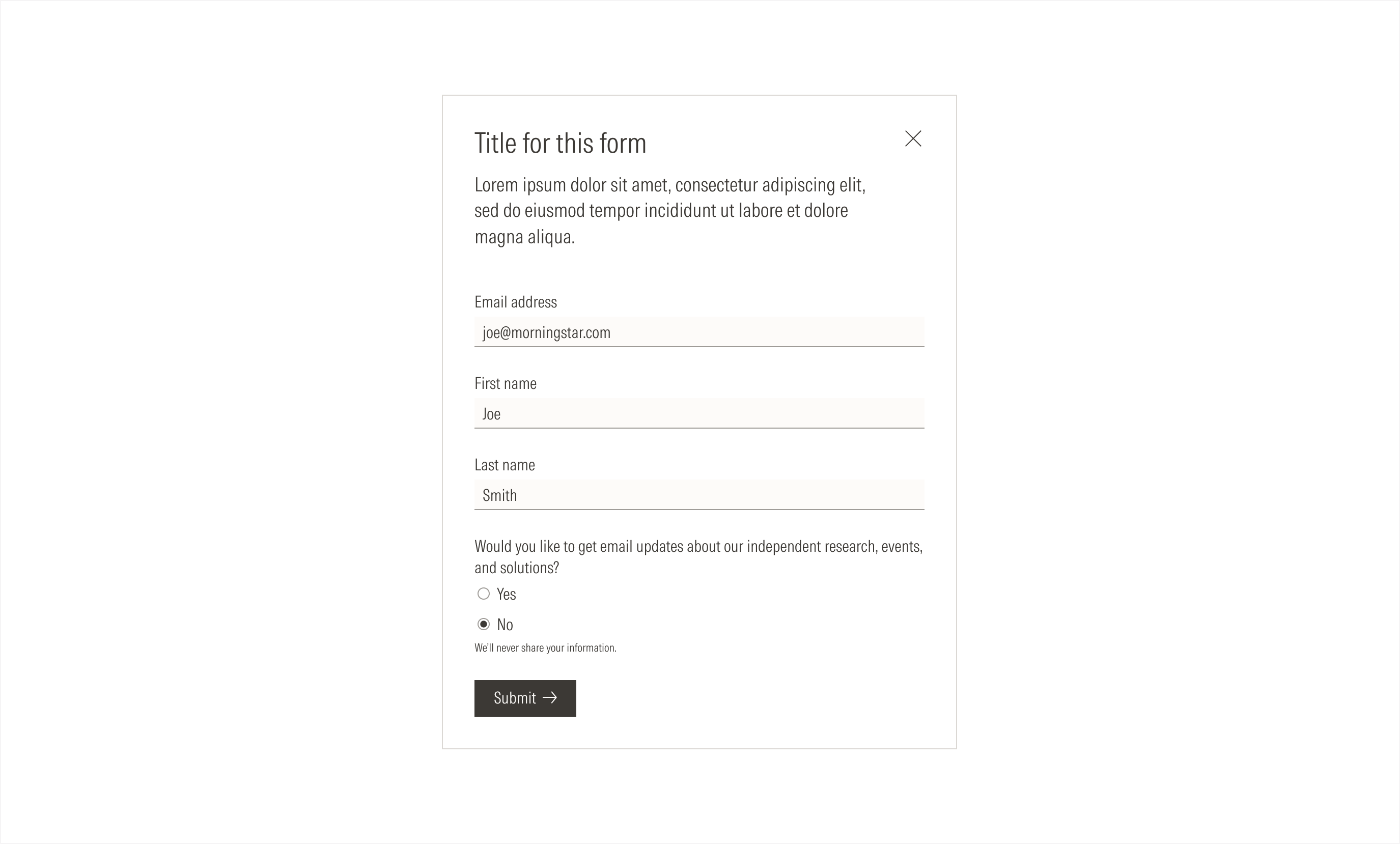 Form on light theme