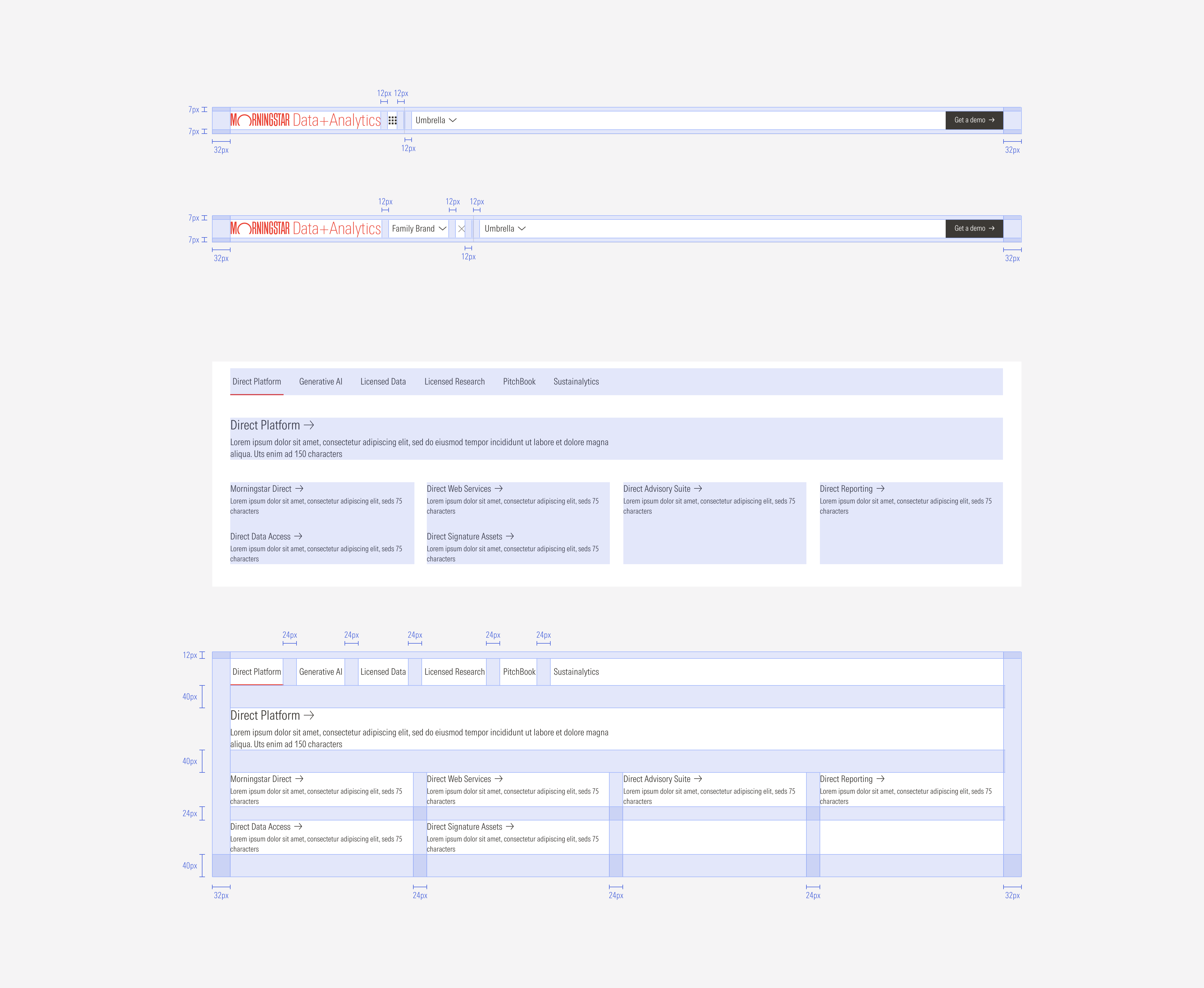 Spacings in the nested navigation for the XL breakpoint