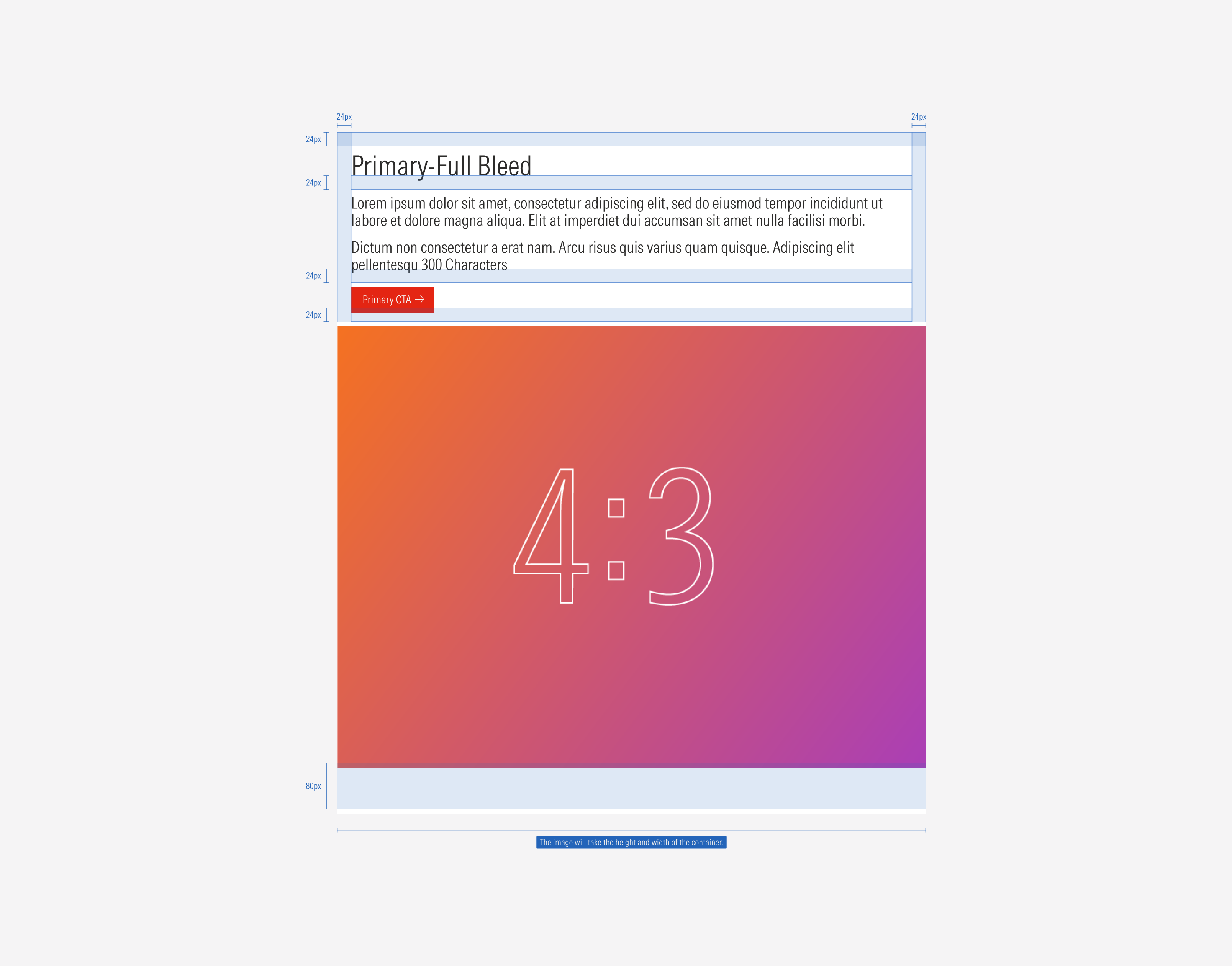 Spacing of the Primary-full bleed variant for the MD and SM breakpoint