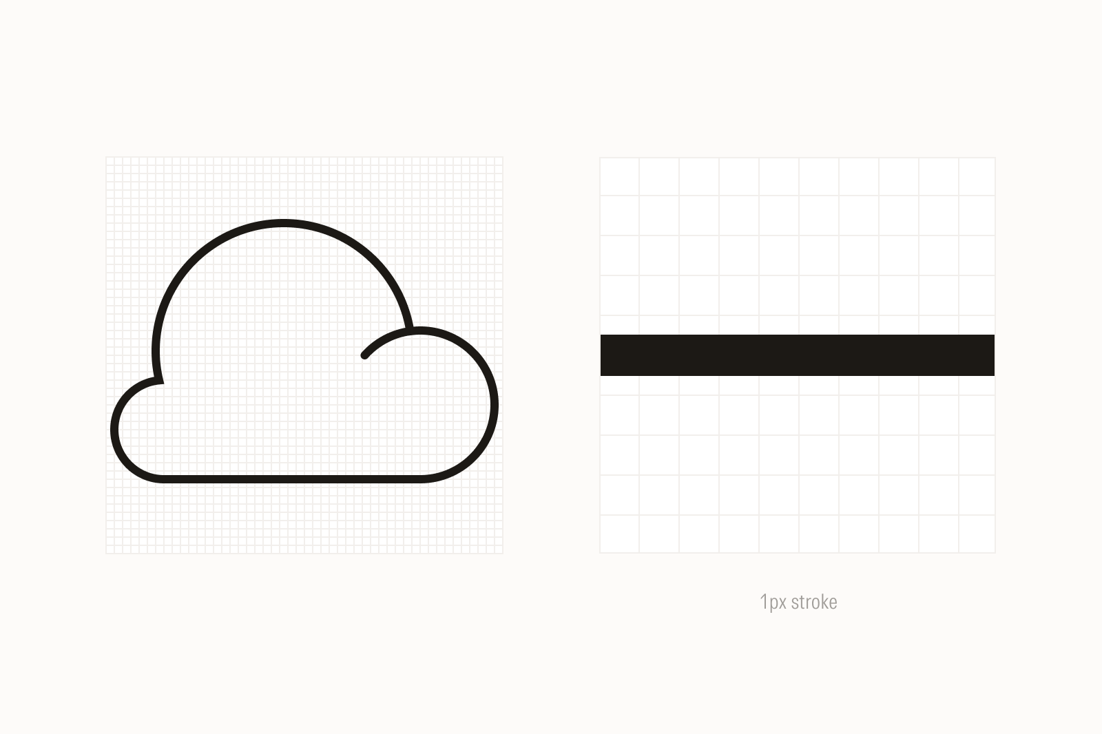 Stroke aligned to the grid.