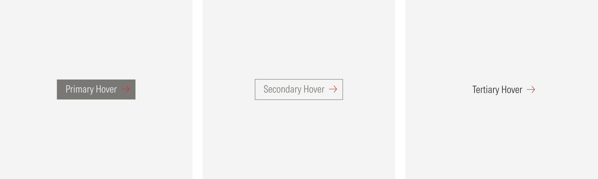 Main Buttons (Primary, Secondary, Tertiary) on their hover stage