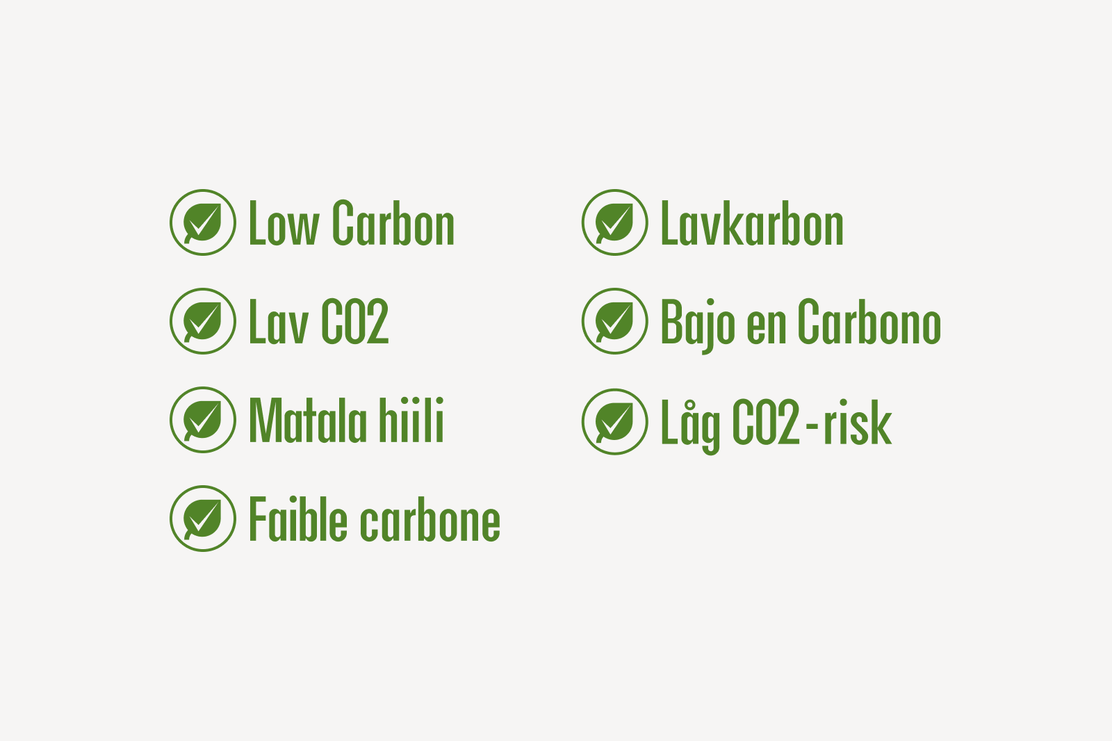 Low Carbon Designation in available languages.