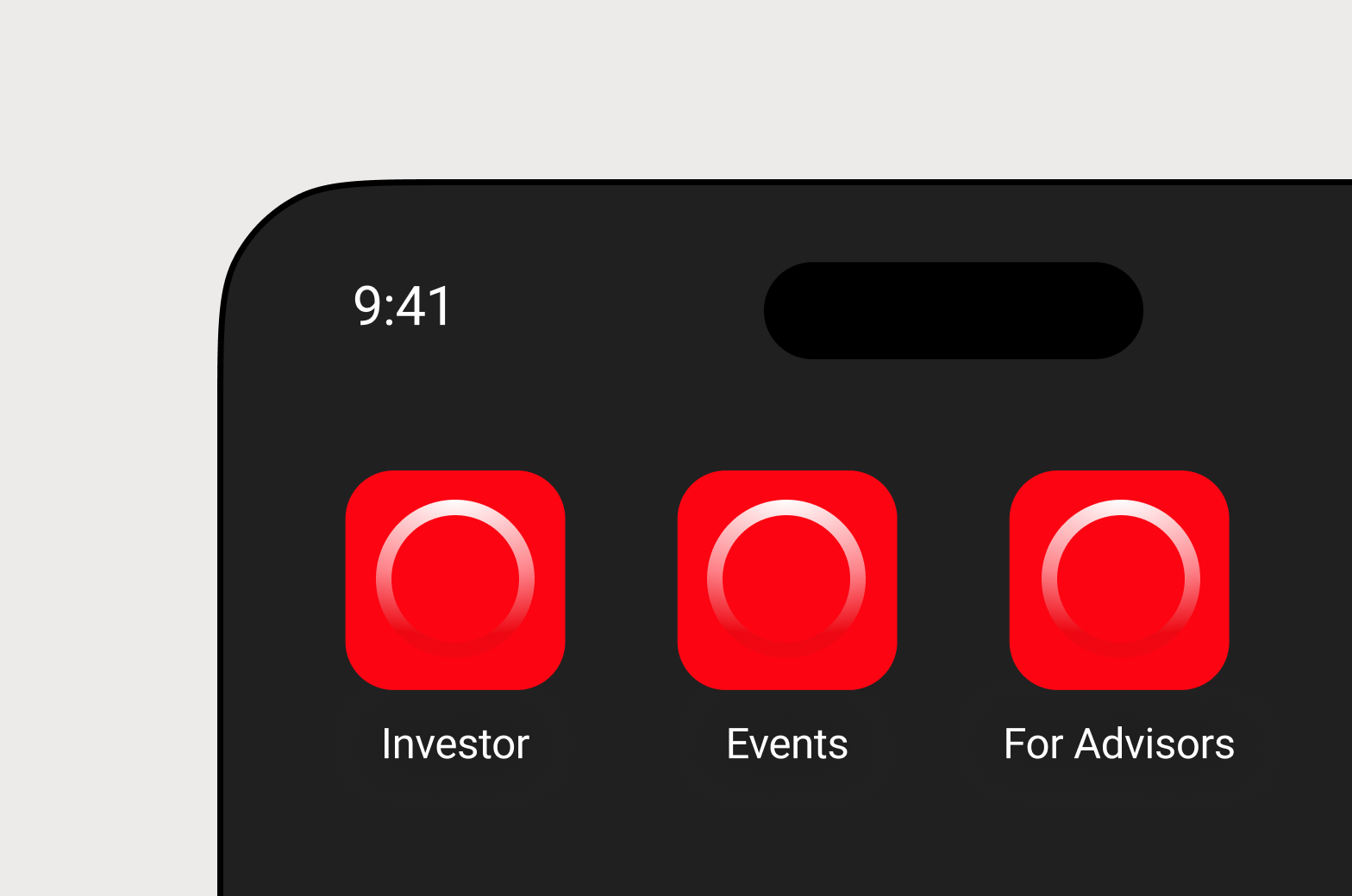 Application icons on mobile interface.