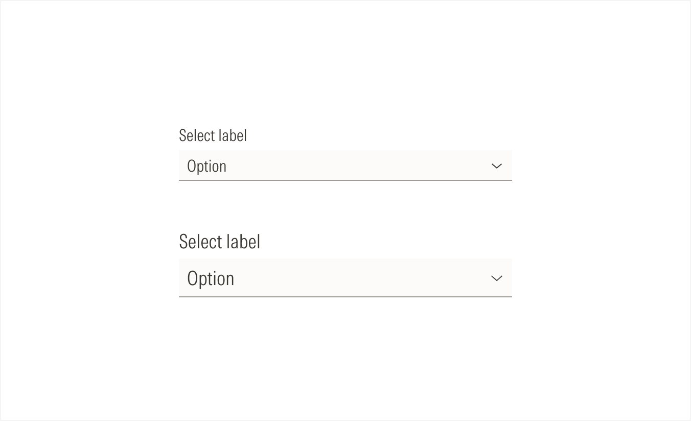 Sizes for the select main element
