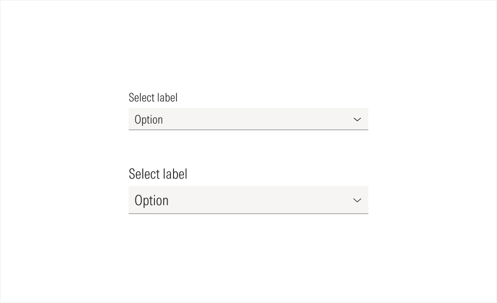 Sizes for the select main element