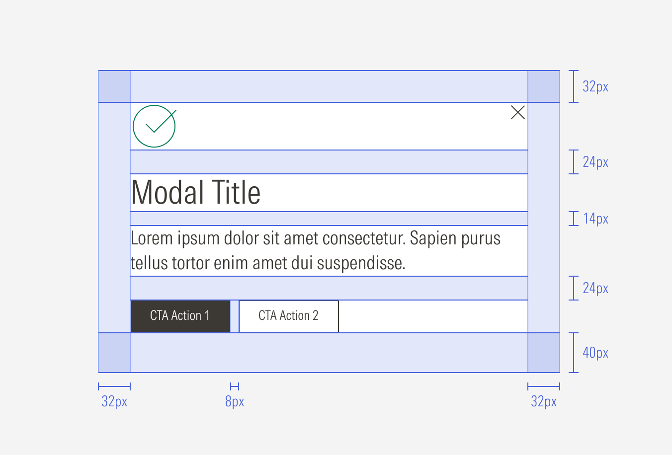 Spacing of elements within the general modal with icon